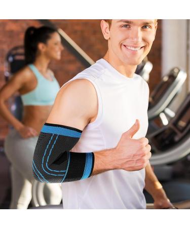 NuCamper Epicondylitis Elbow Bandage 2 pieces compression band elbow bandage for women and men nonslip bandage for gym bodybuilding calisthenics and training Blue M Blue M - Buy Online on GoSupps.com