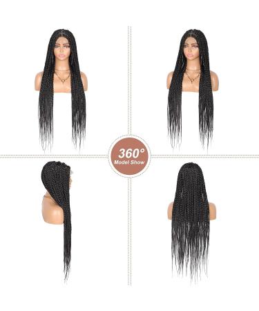 Lexqui 36'' Triangle Knotless Box Braided Full Lace Front Wig with Baby Hair - Synthetic Natural Looking Cornrow Braids Wig for Women (Black) - Buy Online on GoSupps.com