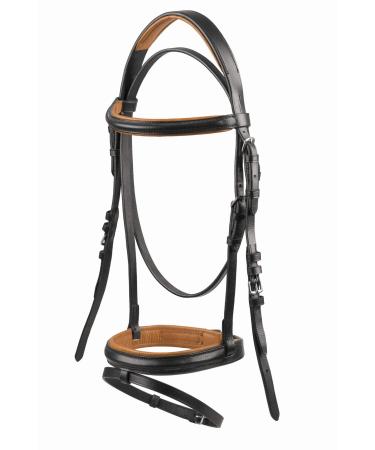 Start simple bridle horse with reins bridle for horses English combined riding strap 19mm belt wing bridle bridle leather for shetty pony thoroughbred warmblood and cold blood (full black/brown) full black/brown