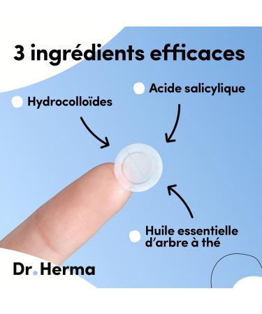 Dr. Herma - Anti-Pimple Patch Invisible Acne Patch - Results in 6 to 8 hours - Dermatologically tested - Salicylic Acid Hydrocolloids Tea Tree Oil - Box of 6 patches - Buy Online on GoSupps.com