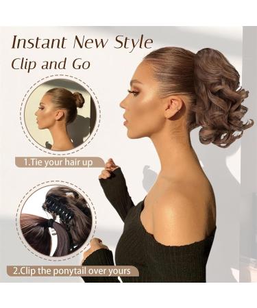 Ponytail Extensions Ponytail Hair Extensions Long Curly Wavy 12" Claw Clip Ponytail Fluffy Clip on Pony Tails Synthetic Hairpiece for Women for Women(G188-2) - Buy Online on GoSupps.com