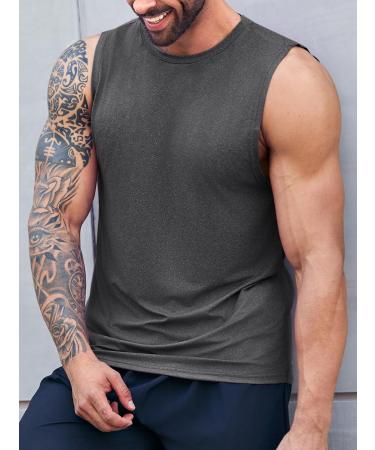 Men's Sleeveless Tank Top - Gym & Sport Undershirt | Fitness Tee - Dark Gray - Buy Online on GoSupps.com