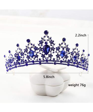 FORSEVEN Crystal Wedding Crown Tiara - Rhinestone Decor Headband for Women & Girls - Blue Princess Bridal Hair Ornament - Buy Online on GoSupps.com