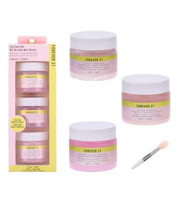 3 pc Lip Care Kit - Lip Scrub Overnight Mask and Daily Balm Infused with Passion Fruit & Chamomile Extract - Exfoliate Treat and Nourish Lips