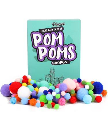 900 PCS Multicolor Craft Pom Poms - Soft, Fluffy & Assorted Sizes for Arts and Crafts - Buy Online on GoSupps.com