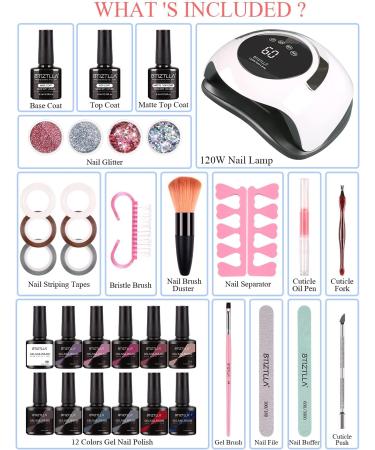 BTIZTLLA Gel Nail Polish Kit with 120W LED Light - 12 Colors Set with UV LED Nail Lamp and Manicure Tools - Perfect for Beginners at Home - Buy Online on GoSupps.com