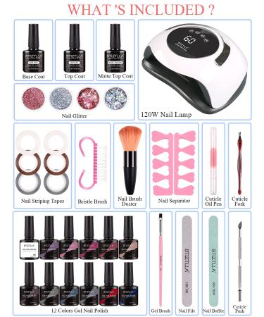 Btiztlla Gel Nail Polish Kit - 12 Colors, UV LED Nail Lamp & Tools | Nail Art Starter Set - Buy Online on GoSupps.com