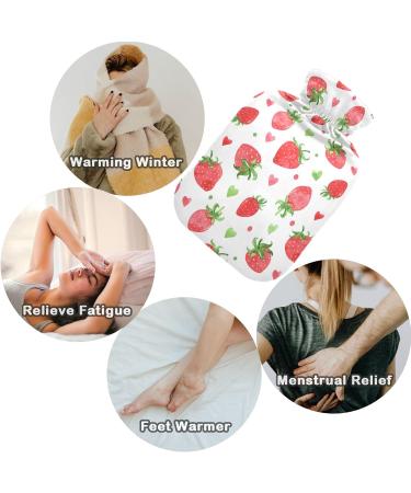 NAANLE Strawberry Watercolor Hot Water Bottle with Cover - 1L | Relief for Back Pain Hand & Foot Warmers Neck Therapy - International Shipping - Buy Online on GoSupps.com