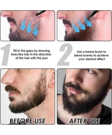 Beard Pencil Filler for Men Dark Brown Beard Pen with Blending Brush Waterproof Sweat Proof Barber Styling Grooming Pencil Hair Styling Tool with Natural Finish for Cover Beard and Scalp Patches - Buy Online on GoSupps.com