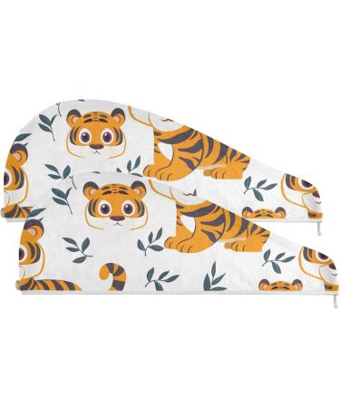 Buy Seamless Cartoon Tiger Hair Towels - Super Absorbent Quick Dry 2 Pack for Women & Girls - Buy Online on GoSupps.com