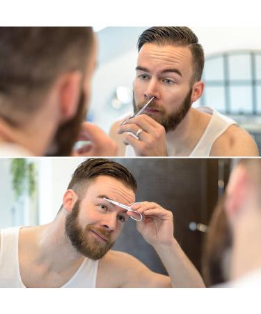 Stainless Steel Nose, Ear, and Facial Hair Scissors Set with Tweezer - Curved Design for Precision Grooming - Includes Mirror and Travel Case - Men and Women - Buy Online on GoSupps.com