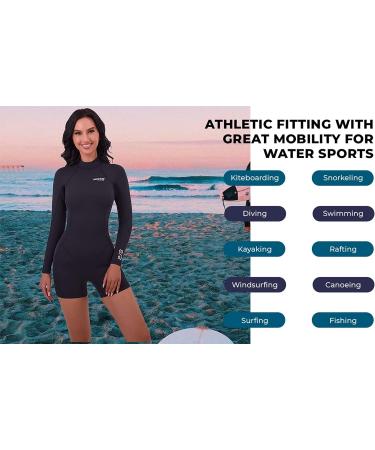 MWTA Womens Shorty Wetsuit 2mm Neoprene Swimsuit | UV Protection for Diving, Snorkeling, Swimming | Black 6 (5'4 - 5'6 / 110-125 LB) - Buy Online on GoSupps.com