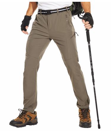 NATUVENIX Hiking Pants for Men, Quick Dry Travel Pants Men for Stretch Work Pants Lightweight Outdoor Pants Water-Resistant 36W x 30L Khaki(belt Included)