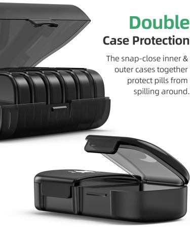 Large Weekly Pill Organizer 2x Daily AM PM One-Side Open Pill Box, 7 Day, Black Privacy Protection for Vitamins & Medication - Buy Online on GoSupps.com