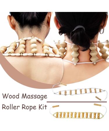 Wooden Back Massage Roller Rope Tool for Lymphatic Drainage and Muscle Pain Relief - 2 Pcs - Buy Online on GoSupps.com