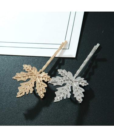 Elegant Silver Maple Leaf Hair Clip - Stylish Gold & Silver Hair Accessory | HA6263 - Buy Online on GoSupps.com
