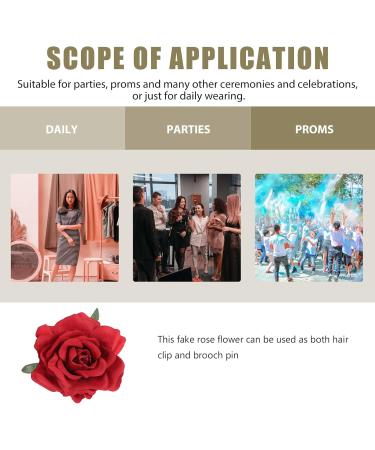minkissy Red Flower Hair Clip Red Rose Hair Clip Wedding Rose Hair Clip Fabric Flower Brooch Pin Flower Hairpin Flamenco for Wedding Women (Dark Red) - Buy Online on GoSupps.com