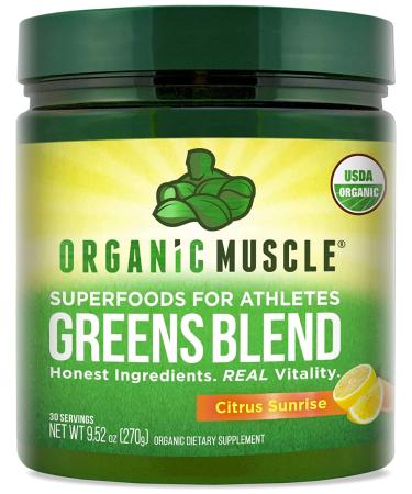 Organic Muscle Superfood Greens | USDA Certified Organic Green Juice Powder | Supports Gut Health, Energy & Weight Management | Vegan, Keto, Non-GMO | Lemon Flavor | 30 Servings