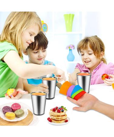 ShineMe 8oz Kids Stainless Steel Sippy Cups 5-Pack - Spill Proof, BPA Free, Reusable Toddler Cups with Silicone Sleeves and Lids for Hot/Cold Drinks - Indoor/Outdoor Snack Cups - Buy Online on GoSupps.com