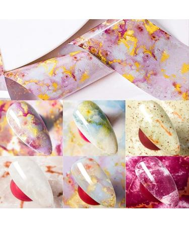 Marble Nail Foil Transfer Sticker - 10 Rolls Colorful Marble Stone Nail Art Foils for Women & Girls - Buy Online on GoSupps.com