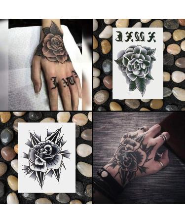 Oottati Waterproof Black Gothic Flower Rose Temporary Tattoo Stickers - 9 Sheets - Buy Online on GoSupps.com
