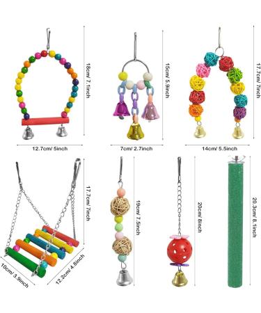 Allazone 17-Piece Bird Toy Set for Parrots Conures & Lovebirds - Durable Wood & Bell Hanging Toys for Small Birds - Buy Online on GoSupps.com