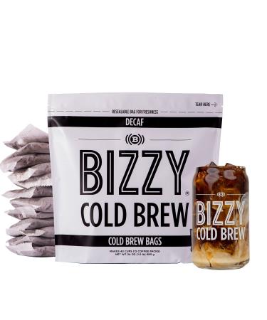 Bizzy Decaf Blend Cold Brew Coffee Brew Bags - 12 Count | Water Processed Coarse Ground Specialty Grade 100% Arabica | Makes 42 Cups - Buy Online on GoSupps.com