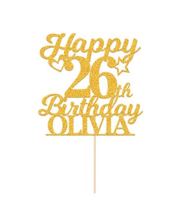 Personalised Happy Birthday Cake Topper Birthday Cake Toppers Gifts for Women Men Custom Glitter Cake Topper with Any Name & Age for 18th 21st 30th 40th 50th 60th Cake Decorations(Gold)