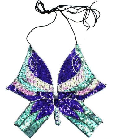 Women's Large Purple Butterfly Sequin Embroidered Crop Tank Top for Belly Dance - Buy Online on GoSupps.com