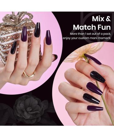 Beetles Press On Nails - 60 Pcs Medium Coffin Fake Nails in 2 Colors Reusable Nail Kit with Glue & Mini File | Perfect Gift for Women & DIY Manicure - Buy Online on GoSupps.com