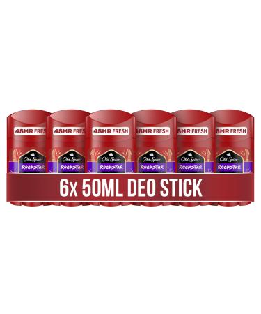 Old Spice Old Spice Rock 6-Pack Men's Deodorant Sticks 6 x 50ml 48-Hour Freshness Long-Lasting Fragrance 0% Aluminum Salts No Staining on Black and White Made from 50%