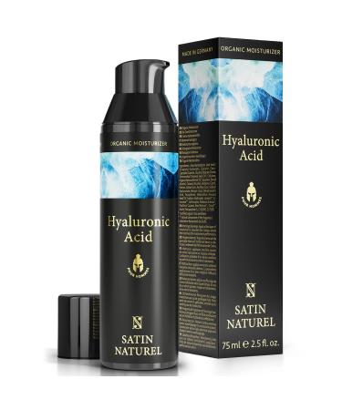 Hyaluronic Acid Face Moisturiser for Men 75ml - Organic Mens Skincare & Anti Aging face Cream with Aloe Vera - Day & Night Cream - Mens Moisturiser Face for a Daily Efficient Skin Care - Satin Naturel