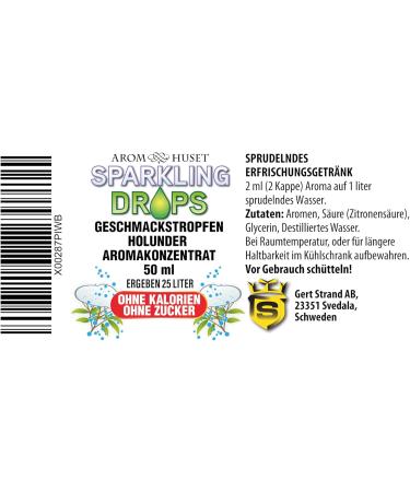  Aromhuset Concentrated Elderflower Drops - 1 x 50ml bottle makes 25 litres - Highly concentrated flavour - Sugar free - Pou - Buy Online on GoSupps.com