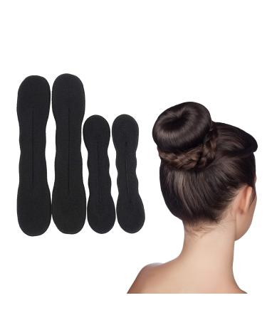 Hair Bun Maker 4Pcs Magic Bun Hair Donut Black Small Hair Doughnut Maker Sponge Hair Foam Hair Updo Tools Twister Easy Perfect Bun Tool for Tools Girls Women Gifts(2 Medium 2 Large)