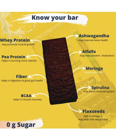 Voll Pro Protein Bars - High Protein 21g with Ashwagandha & Moringa | No Added Sugar | 6-Pack - Buy Online on GoSupps.com