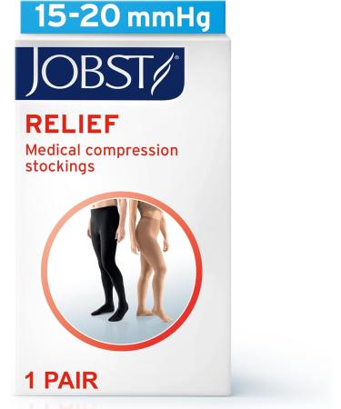 JOBST Relief Waist High Compression Stockings 15-20mmHg | Unisex Closed Toe | Black Petite Large - Global Shipping Available - Buy Online on GoSupps.com