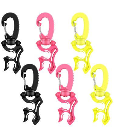 Zhanmai 6 Pieces Diving Double Hose Holder Clip Diving Double BCD Hose Clip Diving and Snorkeling Equipment Accessories with Snap Hook Buckle for Snorkeling Diving, 3 Colors