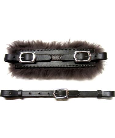 Buy PS Horse Articles Noseband Set - Padded Sheepskin Noseband & Chin Strap in Brown with Gold Fittings - International Shipping Available - Buy Online on GoSupps.com