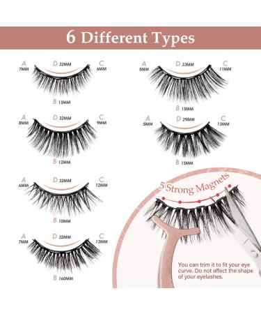 Magnetic Eyelashes with Eyeliner Kit - 6 Pairs 3D Natural Look Reusable False Lashes - Long Lasting Magnetic Liner - Includes Mirror Box and Professional Tweezers - No Glue Needed - Buy Online on GoSupps.com