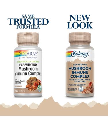 SOLARAY Organically Grown Fermented Mushroom Immune Complex 600mg - 100 VegCaps - Buy Online on GoSupps.com