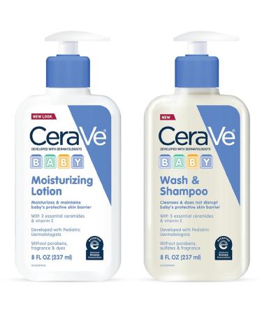 CeraVe Baby Wash & Shampoo 8 oz & Baby Lotion 8 oz Set