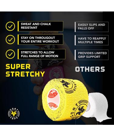 Super Stretchy Thumb Tape - 15ft Hook Grip & WOD Tape for Weightlifting Cross Training & Gym Workouts | Flexible Athletic Finger Wrap - Yellow 4-Pack - Buy Online on GoSupps.com