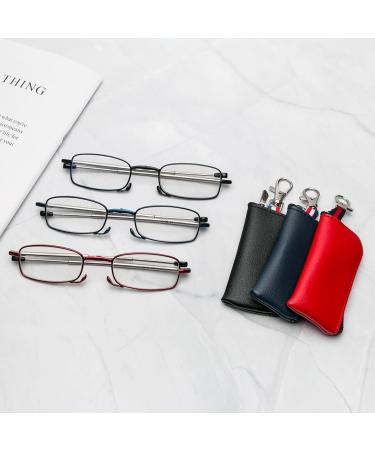 MMOWW 3 Series Foldable Reading Glasses for Men & Women - Anti Blue Light Telescopic Rod Mini Zipper Case +2.5 Magnification in Black Red & Blue - Buy Online on GoSupps.com