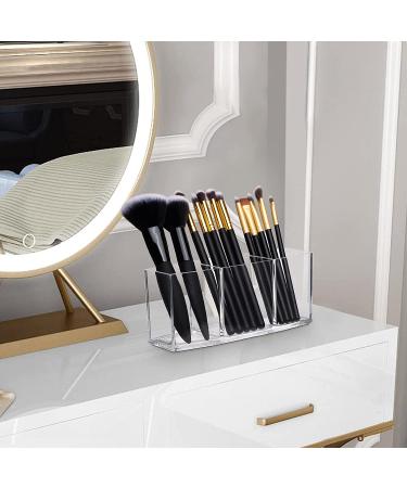 Clear Makeup Brush Holder Organizer - 3 Slot Cosmetic Brushes Storage - Buy Online on GoSupps.com