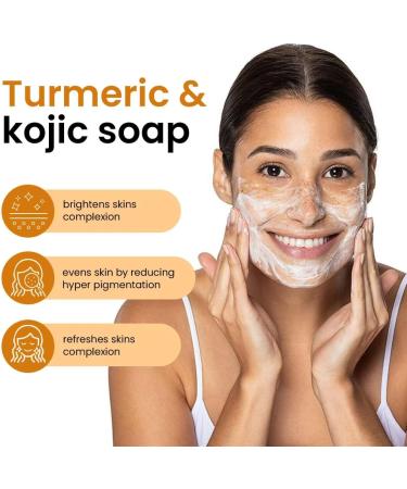  Sgjwyc Set of 3 lightening soaps with lemon turmeric and kojic acid turmeric shower gel for women for the face for all skin types - Buy Online on GoSupps.com