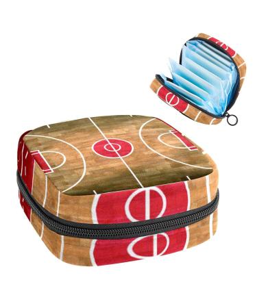 GIAPB Period Bag Sanitary Napkin Storage Bag Period Pouch Travel Makeup Bag Basketball Court Pattern Color1418