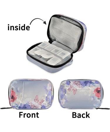 Buy Pfrewn 7 Day Floral Pill Organizer Case - Portable Pink & Purple Travel Pill Box for Vitamins & Supplements - Buy Online on GoSupps.com
