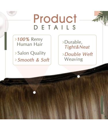 Runature Real Hair Brown Balayage Ombre Extensions | 35cm & 70g | Premium Quality Dark Brown & Blonde Sew-In Wefts - Buy Online on GoSupps.com