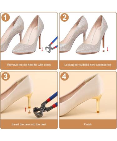 36 Pairs High Heel Caps & Repair Tips w/ Stiletto Pliers | Non-Skidding Replacement Caps for Women's Heels in 3 Colors - Easy to Replace - Buy Online on GoSupps.com