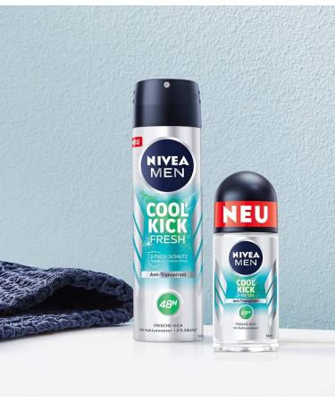 NIVEA MEN Cool Kick Fresh D odorant roll-on (50 ml) d odorant qui prot ge 48 heures contre la transpiration et les odeurs corporelles anti-transpirant avec eau de cactus et formule l g re - Buy Online on GoSupps.com
